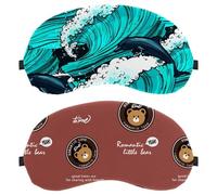 Eslifey 2 Pcs Blackout Eye Masks, Romantic Little Bear Eye Sleep Shade Cover with Adjustable Strap for Sleeping Traveling