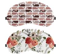 Eslifey 2 Pcs Blackout Eye Masks, Rose Flower Leaf Art Eye Sleep Shade Cover with Adjustable Strap for Sleeping Traveling