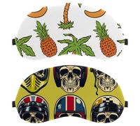 Eslifey 2 Pcs Blackout Eye Masks, Skulls Wearing Motorcycle Pattern Eye Sleep Shade Cover with Adjustable Strap for Sleeping Traveling
