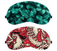 Eslifey 2 Pcs Blackout Eye Masks, Snake and Rooster Head Red Pattern Eye Sleep Shade Cover with Adjustable Strap for Sleeping Traveling