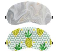 Eslifey 2 Pcs Blackout Eye Masks, Summer Fruit Yellow Pineapple Geometric Triangle Pattern Eye Sleep Shade Cover with Adjustable Strap for Sleeping Traveling