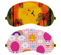 Eslifey 2 Pcs Blackout Eye Masks, Sun Panda Bear in Hot Air Balloon Eye Sleep Shade Cover with Adjustable Strap for Sleeping Traveling