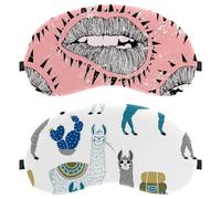 Eslifey 2 Pcs Blackout Eye Masks, Sweet Llama South America's Alpaca Cactus Pattern Eye Sleep Shade Cover with Adjustable Strap for Sleeping Traveling