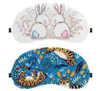 Eslifey 2 Pcs Blackout Eye Masks, Tiger Blue Eye Sleep Shade Cover with Adjustable Strap for Sleeping Traveling