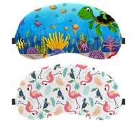 Eslifey 2 Pcs Blackout Eye Masks, Tropical Pink Flamingos Toucans Palm Leaves Pattern Eye Sleep Shade Cover with Adjustable Strap for Sleeping Traveling