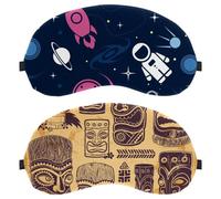 Eslifey 2 Pcs Blackout Eye Masks, Vintage Aloha Tiki Retro Eye Sleep Shade Cover with Adjustable Strap for Sleeping Traveling