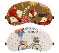 Eslifey 2 Pcs Blackout Eye Masks, Vintage Let's Go for a Ride Bicycle Floral Eye Sleep Shade Cover with Adjustable Strap for Sleeping Traveling