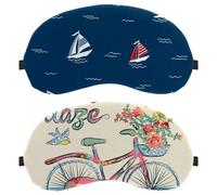 Eslifey 2 Pcs Blackout Eye Masks, Vintage Retro Bicycle Floral Butterfly Birds Eye Sleep Shade Cover with Adjustable Strap for Sleeping Traveling