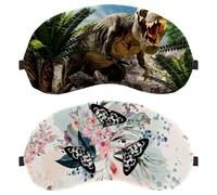 Eslifey 2 Pcs Blackout Eye Masks, Vintage Retro Butterfly Floral Eye Sleep Shade Cover with Adjustable Strap for Sleeping Traveling
