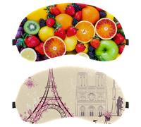 Eslifey 2 Pcs Blackout Eye Masks, Vintage Retro Paris Eiffel Tower Bicycle Eye Sleep Shade Cover with Adjustable Strap for Sleeping Traveling