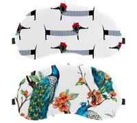Eslifey 2 Pcs Blackout Eye Masks, Watercolor Peacock on Cherry Flowering Trees Pattern Eye Sleep Shade Cover with Adjustable Strap for Sleeping Traveling