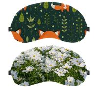 Eslifey 2 Pcs Blackout Eye Masks, White Cosmos Flowers Eye Sleep Shade Cover with Adjustable Strap for Sleeping Traveling