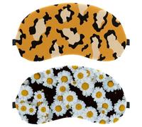 Eslifey 2 Pcs Blackout Eye Masks, White Floral Daisy Eye Sleep Shade Cover with Adjustable Strap for Sleeping Traveling