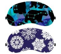 Eslifey 2 Pcs Blackout Eye Masks, Winter White Snowflake Blue Background Pattern Eye Sleep Shade Cover with Adjustable Strap for Sleeping Traveling
