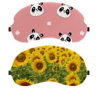 Eslifey 2 Pcs Blackout Eye Masks, Yellow Flower Sunflower Eye Sleep Shade Cover with Adjustable Strap for Sleeping Traveling