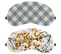 Eslifey 2 Pcs Blackout Eye Masks, Yellow Leaf Tree Branch Eye Sleep Shade Cover with Adjustable Strap for Sleeping Traveling