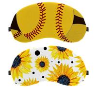 Eslifey 2 Pcs Blackout Eye Masks, Yellow Sunflowers Sun Floral Pattern Eye Sleep Shade Cover with Adjustable Strap for Sleeping Traveling