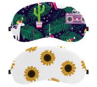 Eslifey 2 Pcs Blackout Eye Masks, Yellow Sunflowers Sun Flowers Floral Pattern Eye Sleep Shade Cover with Adjustable Strap for Sleeping Traveling