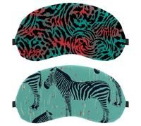 Eslifey 2 Pcs Blackout Eye Masks, Zebra Animals Pattern Eye Sleep Shade Cover with Adjustable Strap for Sleeping Traveling