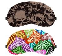 Eslifey 2 Pcs Blackout Eye Masks, Zebra Colorful Animal Art Painting Eye Sleep Shade Cover with Adjustable Strap for Sleeping Traveling