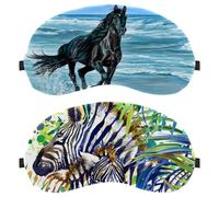 Eslifey 2 Pcs Blackout Eye Masks, Zebra Family Eye Sleep Shade Cover with Adjustable Strap for Sleeping Traveling