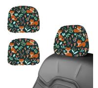 Eslifey 2 PCS Car Seat Headrest Cover, Animal Fox Forest Reusable Anti-Dirty Headrest Protector, Universal Car Accessories for Cars, Vans, Trucks