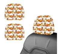 Eslifey 2 PCS Car Seat Headrest Cover, Animals Fox Bear Hedgehog Forest Wildlife Natural Pattern Reusable Anti-Dirty Headrest Protector, Universal Car Accessories for Cars, Vans, Trucks