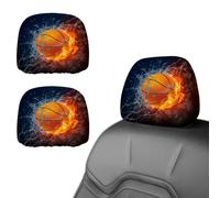 Eslifey 2 PCS Car Seat Headrest Cover, Flame Basketball Ball Reusable Anti-Dirty Headrest Protector, Universal Car Accessories for Cars, Vans, Trucks