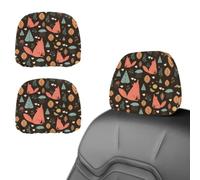Eslifey 2 PCS Car Seat Headrest Cover, Forest Plants Animal Fox Reusable Anti-Dirty Headrest Protector, Universal Car Accessories for Cars, Vans, Trucks