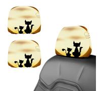 Eslifey 2 PCS Car Seat Headrest Cover, Two Cats on the Roof Reusable Anti-Dirty Headrest Protector, Universal Car Accessories for Cars, Vans, Trucks