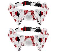 Eslifey 2 Pcs Dog Collar with Bow Tie, Adjustable Dog Formal Tuxedo Collar with Removable Shirt Collar, Cat Collars for Small Pets, Crane Fan Lantern Pattern