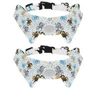 Eslifey 2 Pcs Dog Collar with Bow Tie, Adjustable Dog Formal Tuxedo Collar with Removable Shirt Collar, Cat Collars for Small Pets, Crabs Bubble Pattern