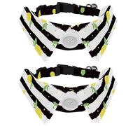 Eslifey 2 Pcs Dog Collar with Bow Tie, Adjustable Dog Formal Tuxedo Collar with Removable Shirt Collar, Cat Collars for Small Pets, Fruit Lemon Stripe Citrus