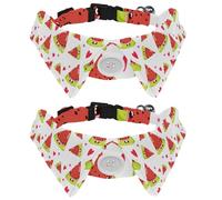 Eslifey 2 Pcs Dog Collar with Bow Tie, Adjustable Dog Formal Tuxedo Collar with Removable Shirt Collar, Cat Collars for Small Pets, Cute Fruits Cartoons