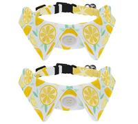 Eslifey 2 Pcs Dog Collar with Bow Tie, Adjustable Dog Formal Tuxedo Collar with Removable Shirt Collar, Cat Collars for Small Pets, Citrus Yellow Lemon Fruit