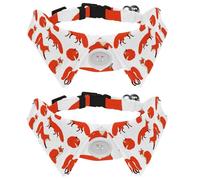 Eslifey 2 Pcs Dog Collar with Bow Tie, Adjustable Dog Formal Tuxedo Collar with Removable Shirt Collar, Cat Collars for Small Pets, Wild Animals Collection Red Foxes Background