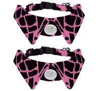 Eslifey 2 Pcs Dog Collar with Bow Tie, Adjustable Dog Formal Tuxedo Collar with Removable Shirt Collar, Cat Collars for Small Pets, Giraffe Pink Print