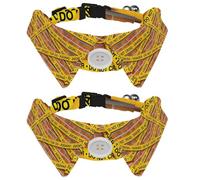 Eslifey 2 Pcs Dog Collar with Bow Tie, Adjustable Dog Formal Tuxedo Collar with Removable Shirt Collar, Cat Collars for Small Pets, Yellow Police Lines Collection