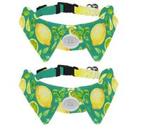 Eslifey 2 Pcs Dog Collar with Bow Tie, Adjustable Dog Formal Tuxedo Collar with Removable Shirt Collar, Cat Collars for Small Pets, Citrus Fruit Yellow Lemon Green