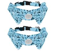 Eslifey 2 Pcs Dog Collar with Bow Tie, Adjustable Dog Formal Tuxedo Collar with Removable Shirt Collar, Cat Collars for Small Pets, White Blue Navy Dolphins Sea Animal