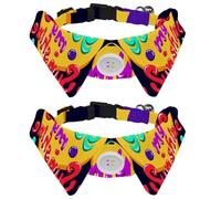 Eslifey 2 Pcs Dog Collar with Bow Tie, Adjustable Dog Formal Tuxedo Collar with Removable Shirt Collar, Cat Collars for Small Pets, Love Heart You are My Sunshine