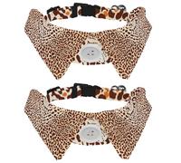 Eslifey 2 Pcs Dog Collar with Bow Tie, Adjustable Dog Formal Tuxedo Collar with Removable Shirt Collar, Cat Collars for Small Pets, Jungle Leopard Pattern