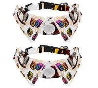 Eslifey 2 Pcs Dog Collar with Bow Tie, Adjustable Dog Formal Tuxedo Collar with Removable Shirt Collar, Cat Collars for Small Pets, Retro Cartoon Horse Bird Plush Bear Pattern