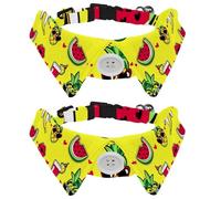 Eslifey 2 Pcs Dog Collar with Bow Tie, Adjustable Dog Formal Tuxedo Collar with Removable Shirt Collar, Cat Collars for Small Pets, Tropic Pineapple Lips Cocktail Watermelon Banana Pattern