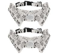 Eslifey 2 Pcs Dog Collar with Bow Tie, Adjustable Dog Formal Tuxedo Collar with Removable Shirt Collar, Cat Collars for Small Pets, Cute Owls Cartoon Birds Glasses Pattern