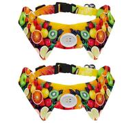 Eslifey 2 Pcs Dog Collar with Bow Tie, Adjustable Dog Formal Tuxedo Collar with Removable Shirt Collar, Cat Collars for Small Pets, Fresh Fruit Strawberry Mulberry Orange Grape