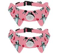 Eslifey 2 Pcs Dog Collar with Bow Tie, Adjustable Dog Formal Tuxedo Collar with Removable Shirt Collar, Cat Collars for Small Pets, Cute Zebras Skateboard and Watermelon