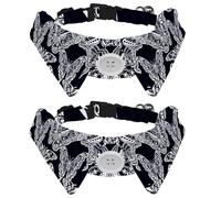 Eslifey 2 Pcs Dog Collar with Bow Tie, Adjustable Dog Formal Tuxedo Collar with Removable Shirt Collar, Cat Collars for Small Pets, Fantasy Nature Butterflies or Moths Art and Spirituality Pattern