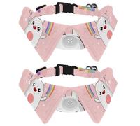 Eslifey 2 Pcs Dog Collar with Bow Tie, Adjustable Dog Formal Tuxedo Collar with Removable Shirt Collar, Cat Collars for Small Pets, Kawaii Rabbit Rainbow