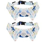 Eslifey 2 Pcs Dog Collar with Bow Tie, Adjustable Dog Formal Tuxedo Collar with Removable Shirt Collar, Cat Collars for Small Pets, Dolphin Killer Whale Coral